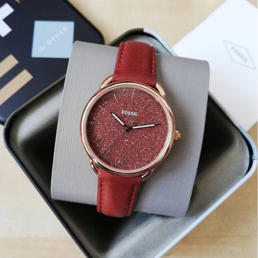 Fossil Women ES4420 Tailor Three Hand Terracotta Leather Watch Brown Shopee Malaysia