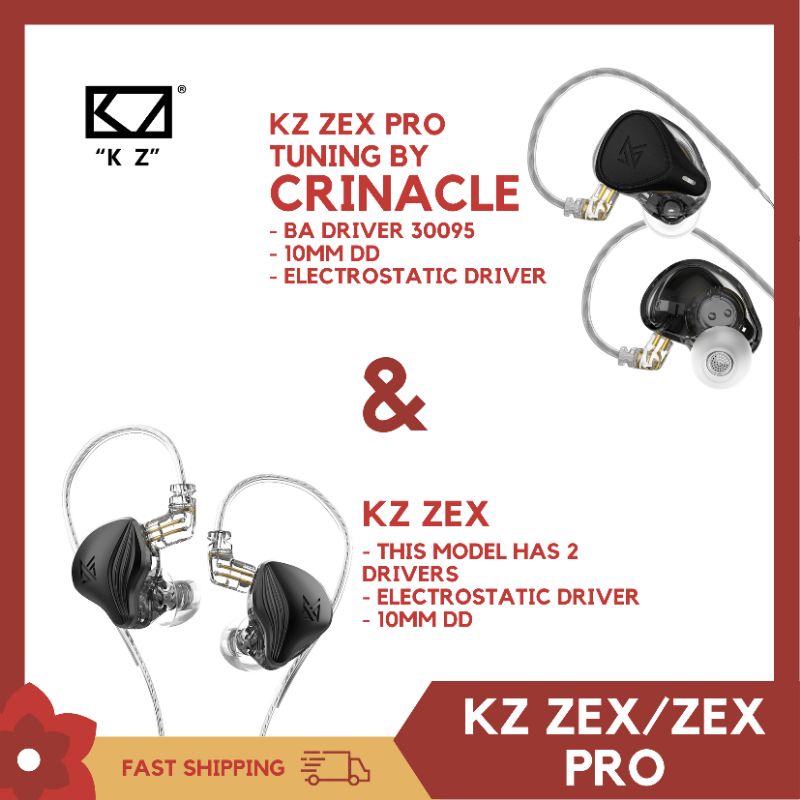 KZ ZEX PRO/KZ ZEX Electrostatic+ Dynamic Hybrid Dual Unit In Ear ...