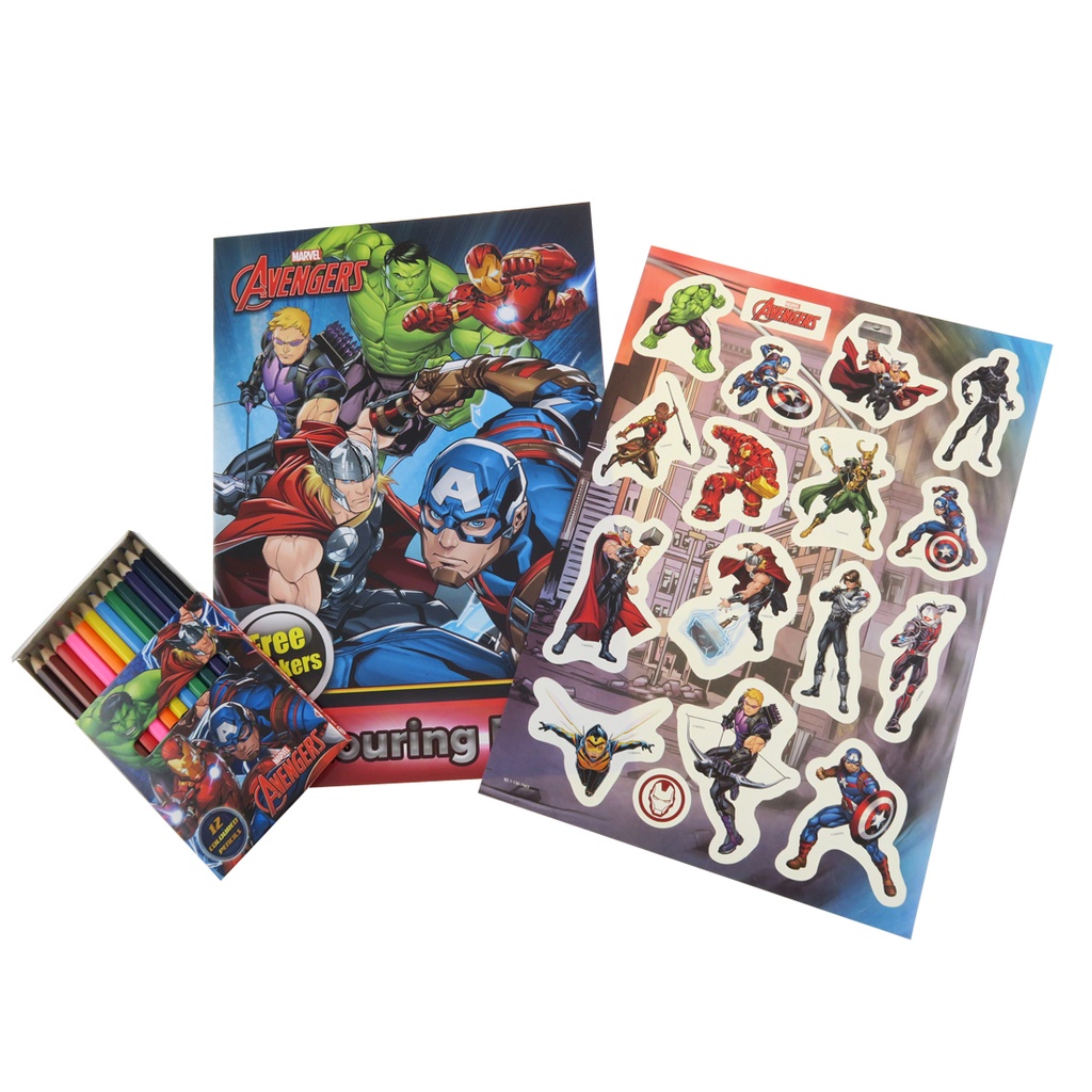 Avengers Coloring Book With Sticker & Color Pencil Set | Shopee Malaysia