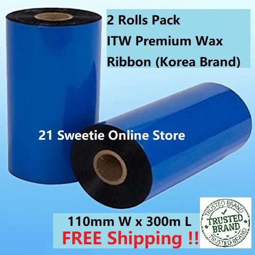 [2 rolls]Premium 110x300 Thermal Transfer Wax Ribbon ITW S20 TTR For ...