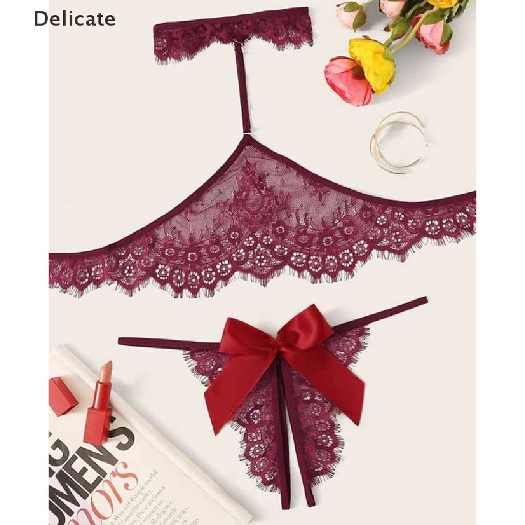Delicate Bowknot Sexy Lace Lingerie Set Women Sleepwear Nightwear Underwear Set Bras Set Hot