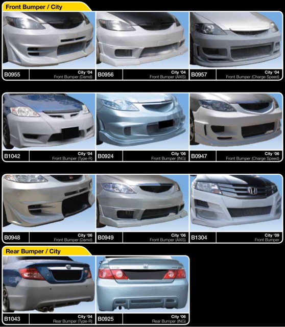 Honda city 2004 2005 2005 2007 2008 front rear bumper bodykit body kit damd axis charge speed ing type r Shopee Malaysia