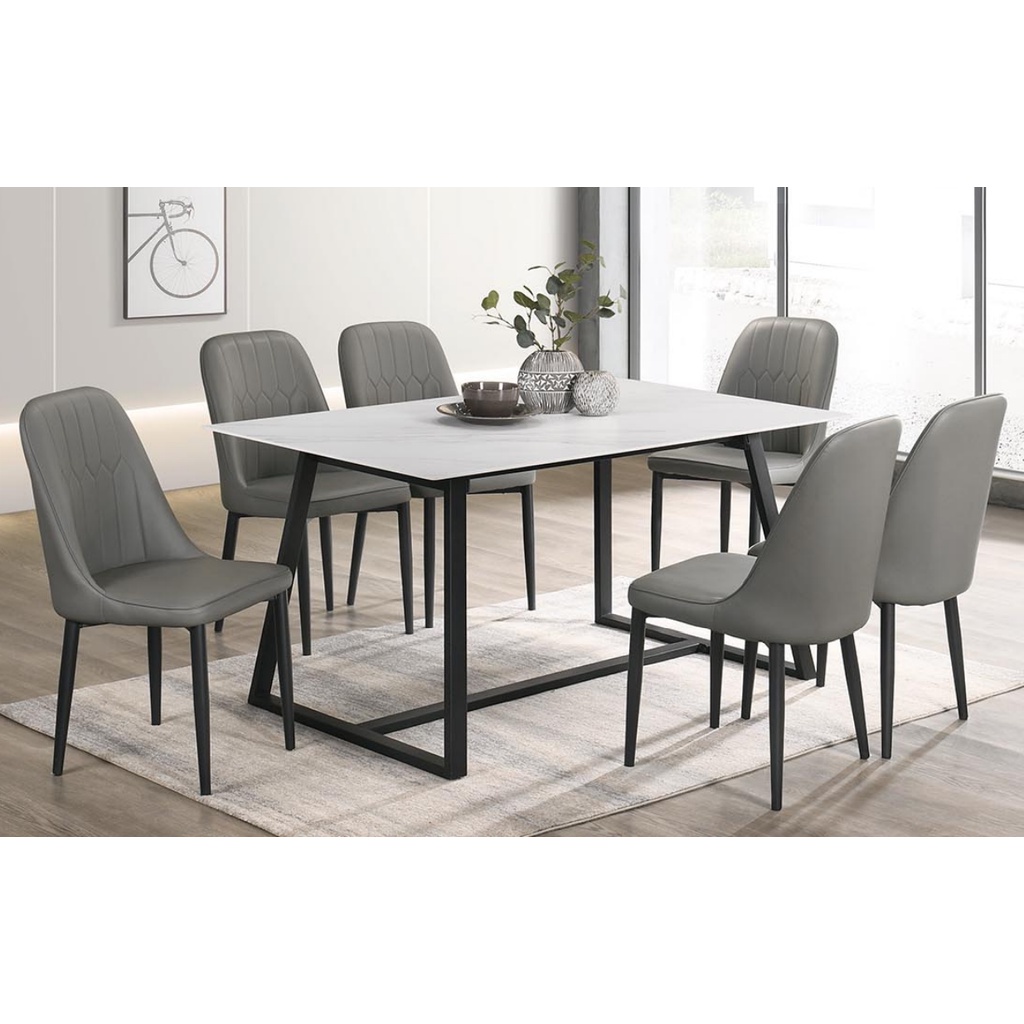 CRYSTAL Sintered Stone Dining Set 1 + 6 Seaters/SET MEJA MAKAN/MEJA ...