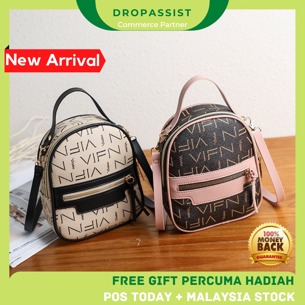 DROPASSIST READY STOCK Women Casual Printed Trendy Small Sling Backpack ...