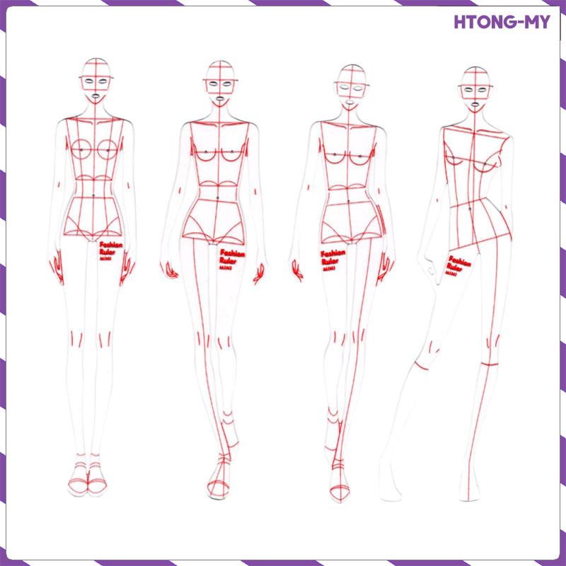 4Pcs Fashion Drawing Template Ruler Set, Woman Sewing Humanoid Patterns ...