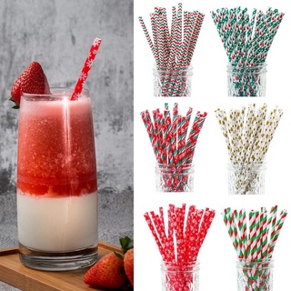 25Pcs Christmas Paper Straws Snowflake Drinking Straw Merry Christmas  Decorations For Home Xmas New Year Party Supplies 