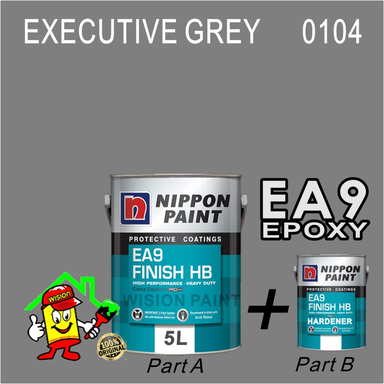 EXECUTIVE GREY 0104 ( 5L ) NIPPON EA9 Food Grade Epoxy Finish HB c/w ...