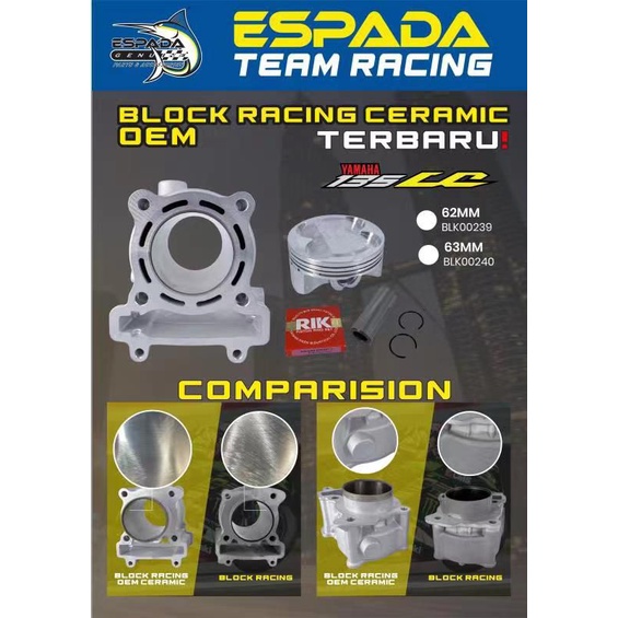 Espada racing block OEM ceramic LC135, 62/63mm | Shopee Malaysia