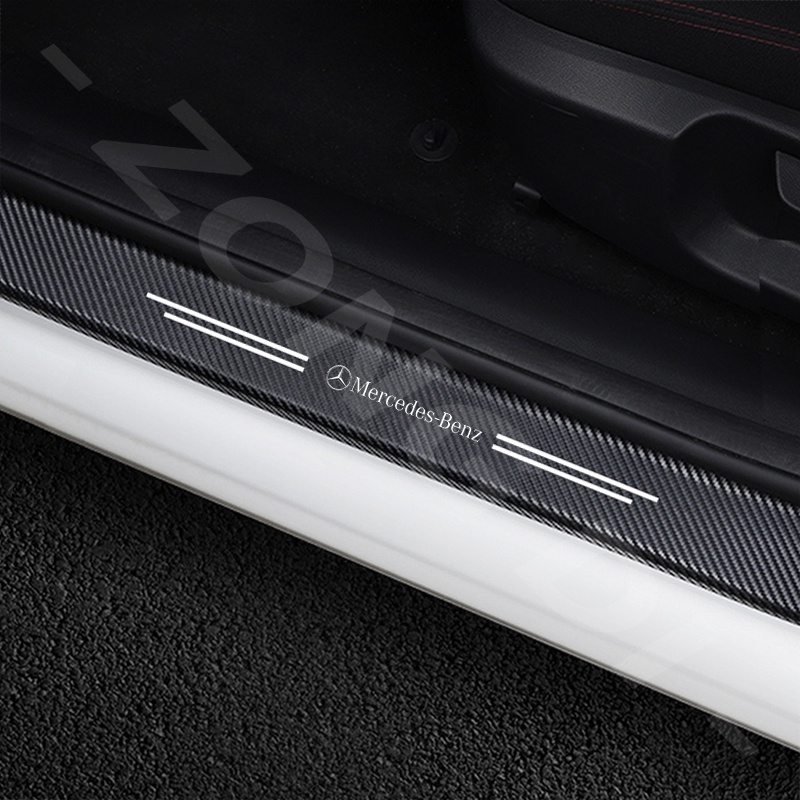Black Leather Carbon Fiber Look Car Door Sticker – Civic Auto Accessories