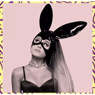 Halloween costume Bunny Ear Face Mask Masquerade black Ariana Grande ...