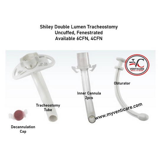 SHILEY TRACHEOSTOMY TUBE , DOUBLE LUMEN, CUFFLESS FENESTRATED WITH ...