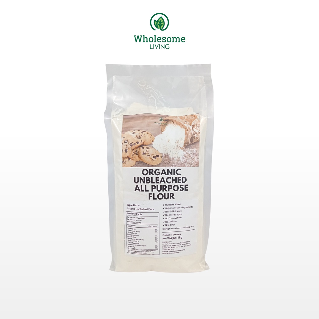 Expiry 31 Dec 23] Wholesome Living Organic Unbleached All Purpose Flour  (1kg)