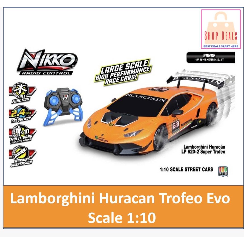 Nikko RC Lamborghini Huracan Trofeo Evo Radio Remote Control Car Scale Boys Toys Car Scale 1 10 For Street Play Shopee Malaysia
