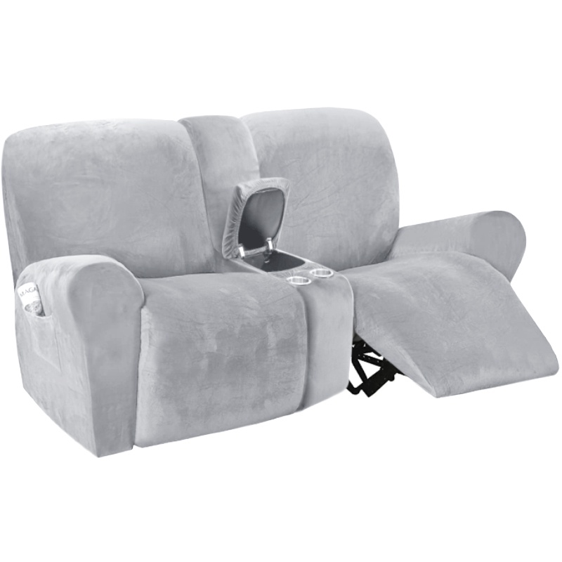 H.VERSAILTEX Velvet Stretch Recliner Couch Covers 6-Pieces Recliner Loveseat Covers For 2 Cushion Couch Recliner Sofa Covers Reclining Slipcovers Form Fitted Thick Soft Washable Camel