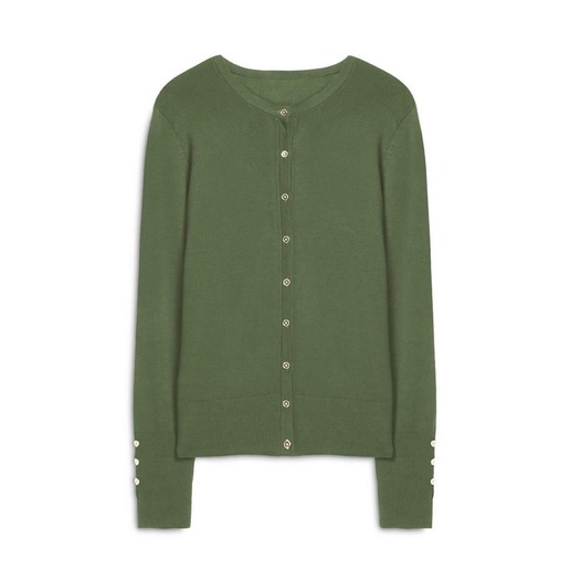 Pocketed Round Neck Button Up Cardigan and Pants Sweater Set