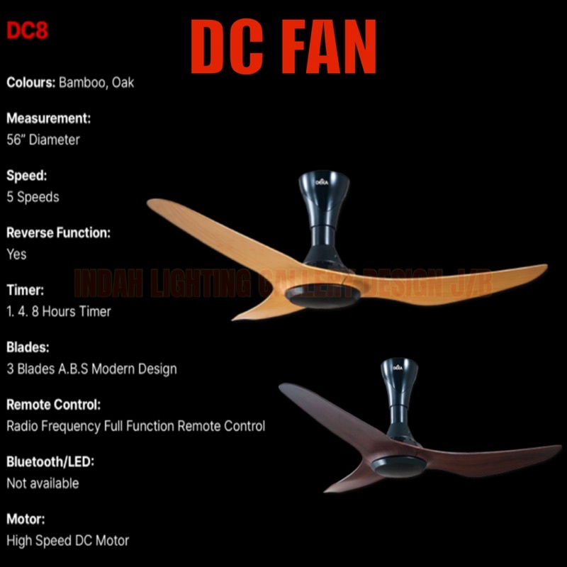 (🇲🇾DEKA DC8🔥56”INCH CEILING FAN)5 Speed Forward+Reverse /DC FAN C/W