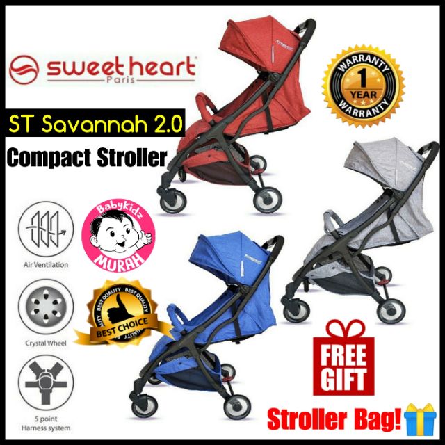 Compact Stroller ST Savannah 2.0 Sweetheart Paris Cabin Size Stroller Baby Murah Travel Stroller Lipat Kecil Shopee Malaysia