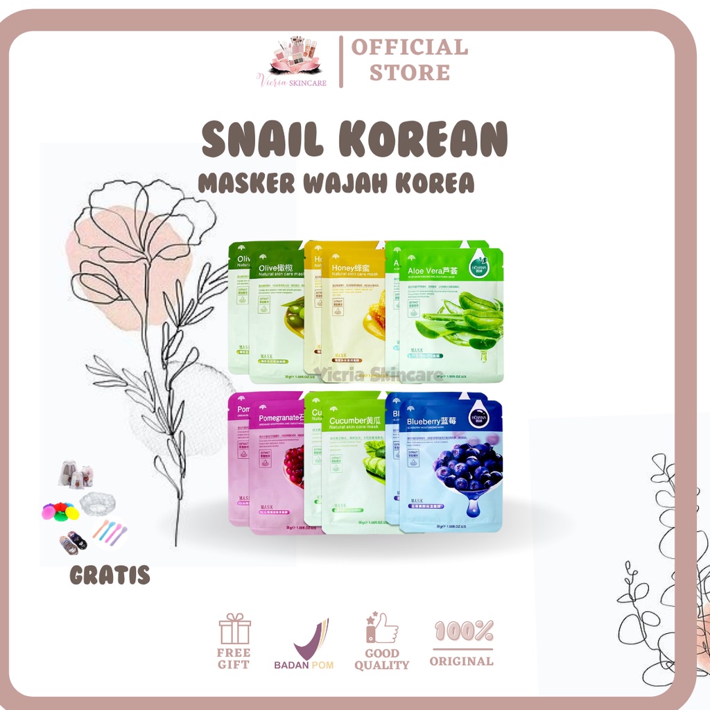 Original snail korean Facial Mask korea rorec hchana natural sheet