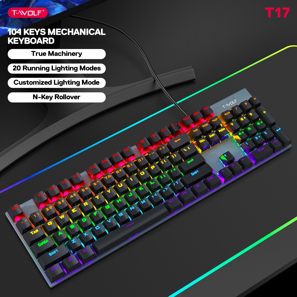 T-WOLF T17 T70 T71 True Mechanical Keyboard Wrangler LOL Gaming ...