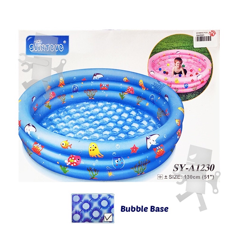 Sainteve 130cm x 130cm x 28cm Bubble Base Round Swimming Pool (3 Rings ...