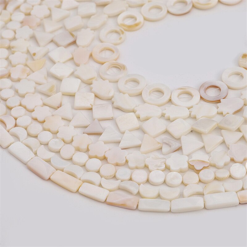 26-40Pcs Natural White Shell Beads Mother Of Pearl Loose Flat Oval ...