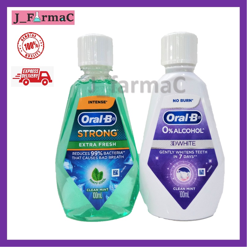 OralB Mouthwash 100ml Strong Extra Fresh/ 0Alcohol No Burn 3D White