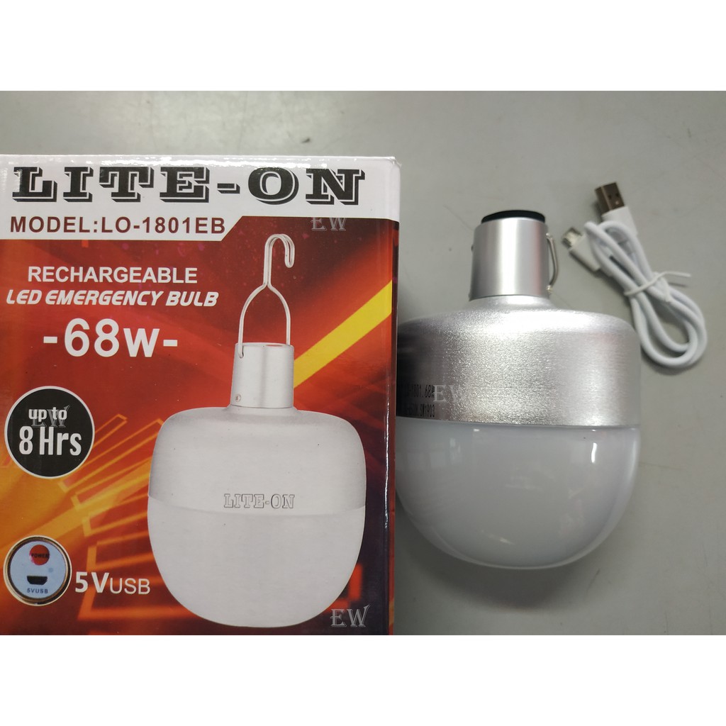 Rechargeable USB LED Bulb Emergency Light Bulb 60W/ 68W/128W | Shopee ...