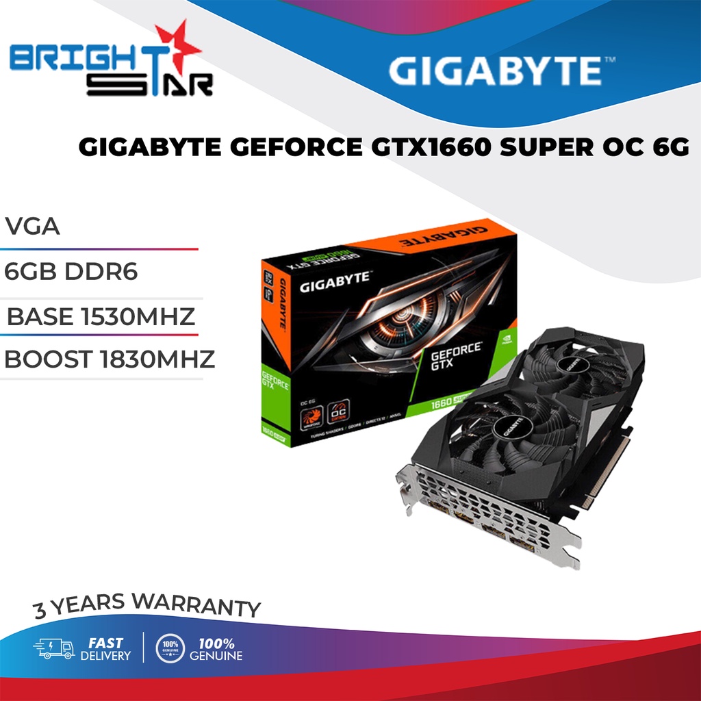 Graphic Card Gigabyte Geforce GTX 1660 Super OC 6G | Shopee Malaysia