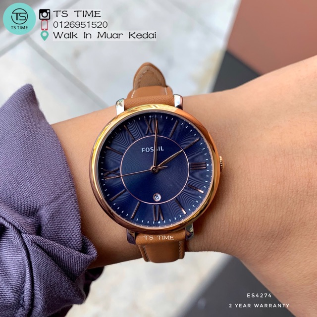 FOSSIL Jacqueline Blue Dial Ladies Light Brown Leather ES4274 Shopee Malaysia