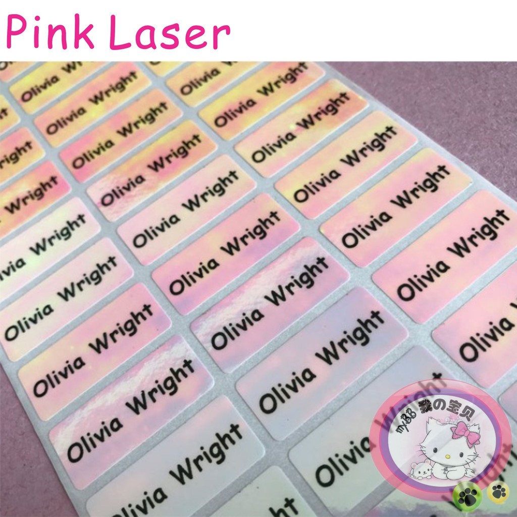Pink Laser Name Sticker （waterproof）(Ready Stock) | Shopee Malaysia
