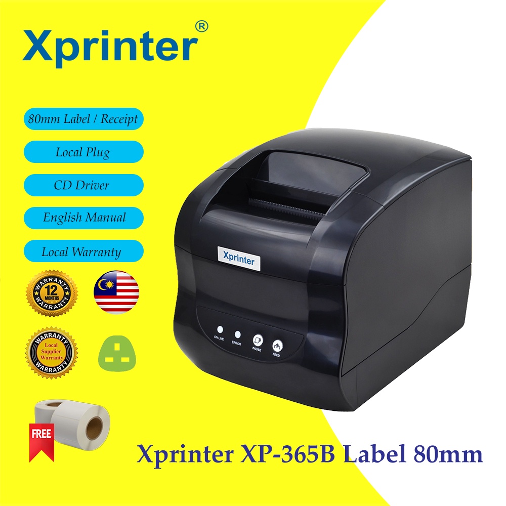 XPrinter XP-365B Thermal Barcode Printer Label Sticker 80MM | Shopee  Malaysia