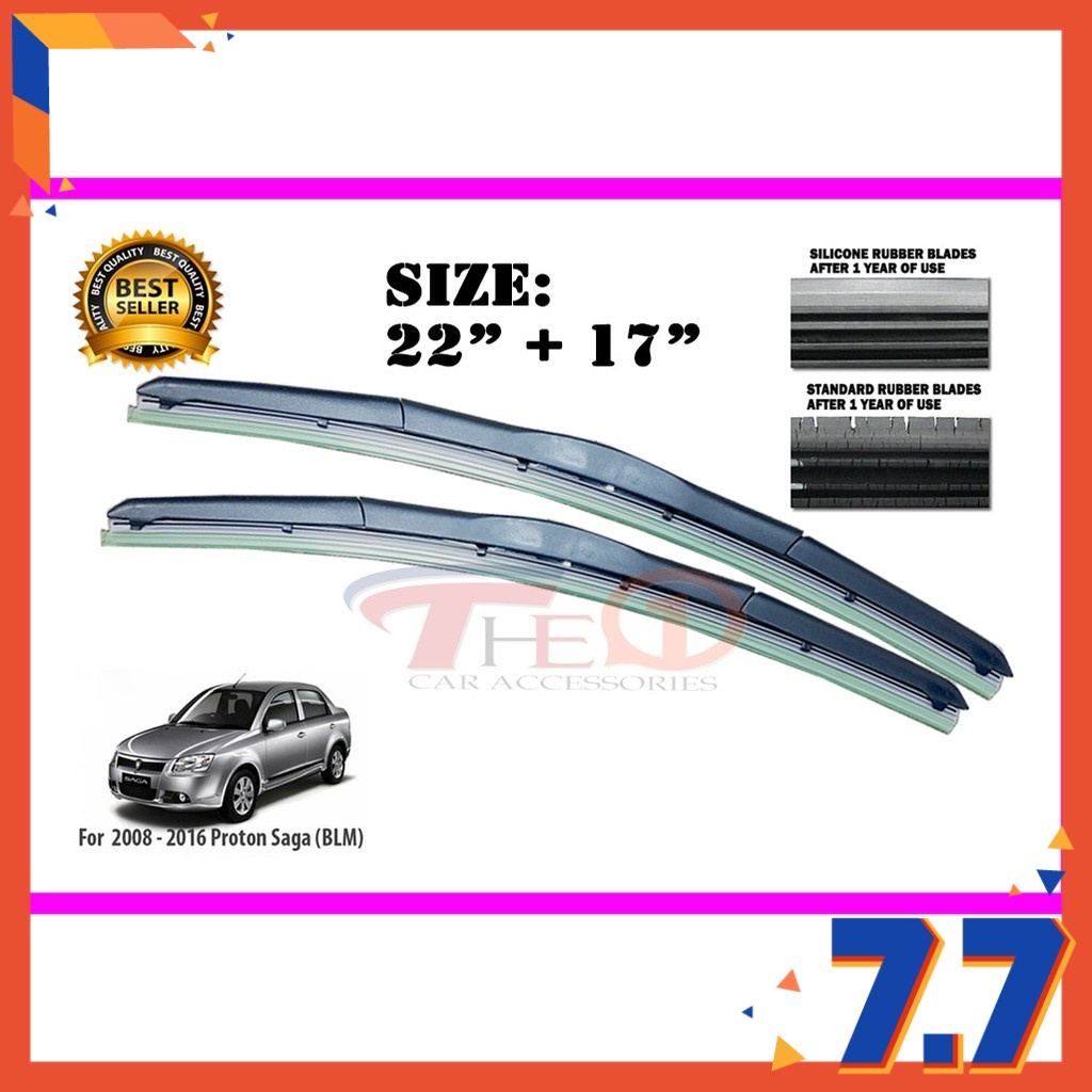 Proton Saga Blm Saga Flx Silicone Car Wiper Blade Set 22 17 Shopee Malaysia 3227