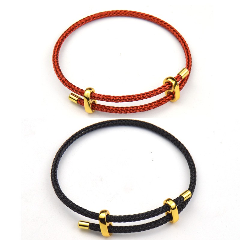 Black string bracelet men adjustable cord waterproof jewelry