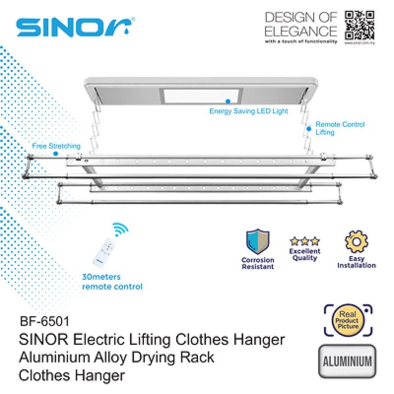 SINOR BF-6501 Electric Clothes Drying Rack | Shopee Malaysia