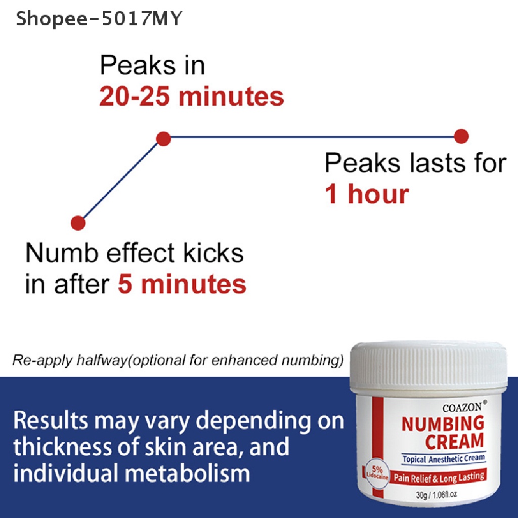 Shopee5017MY 30ML Topical Numb Anesthetic Numbing Tattoo Cream