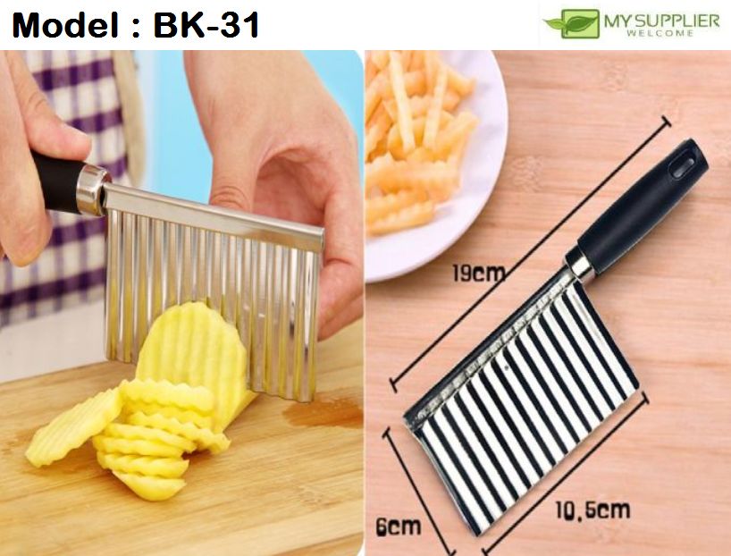 BK-31 Potato Crinkle Cutter Dough Wavy Slicer Steel Kitchen Vegetable ...