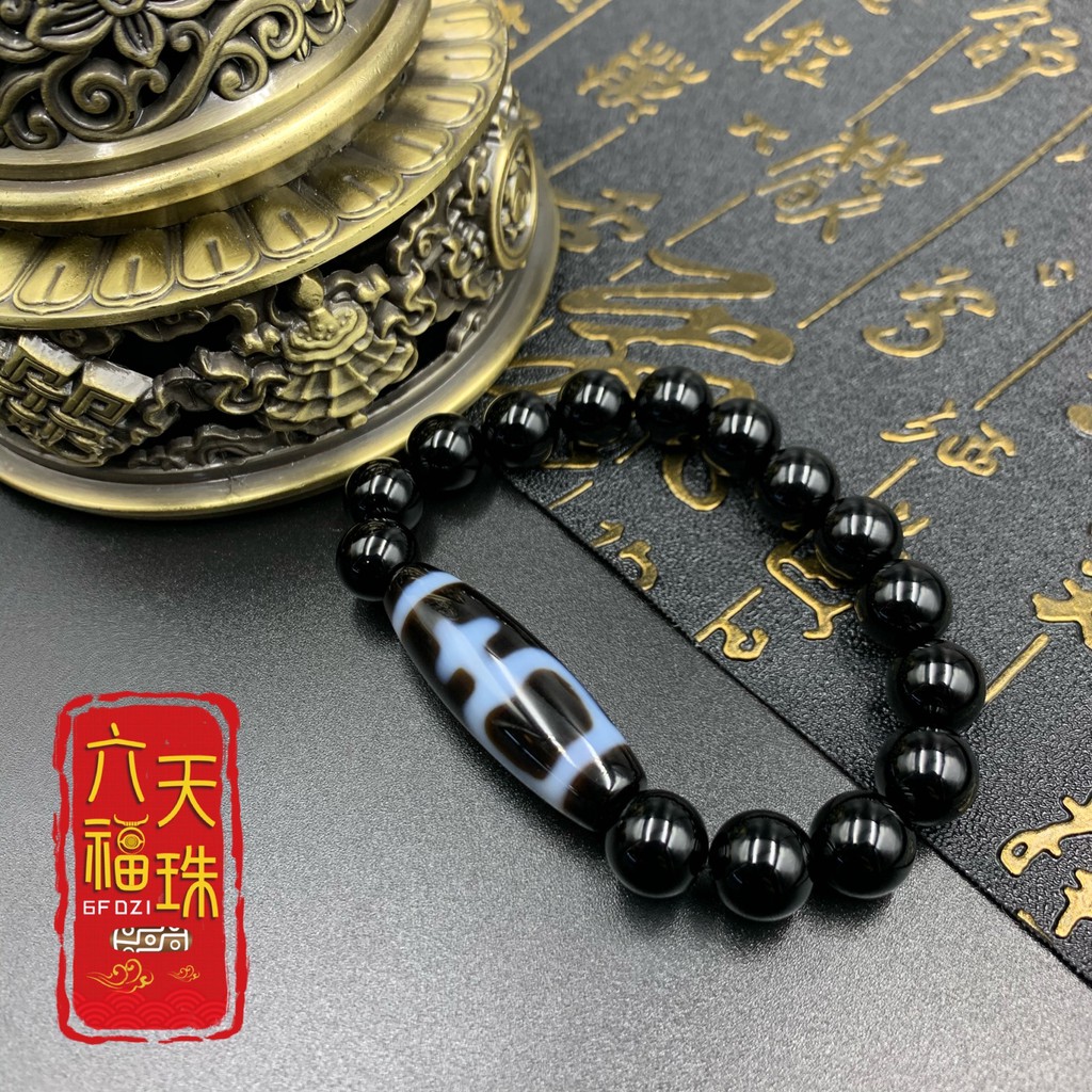 六福天珠6F Dzi 】宝瓶新天珠（单颗新天珠/黑玛瑙手串） | Shopee Malaysia