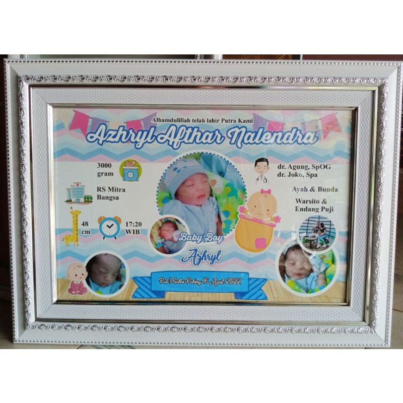 Baby Biodata 15R | Baby Photo | Scraft frame | 3d Frame | Child Birth ...