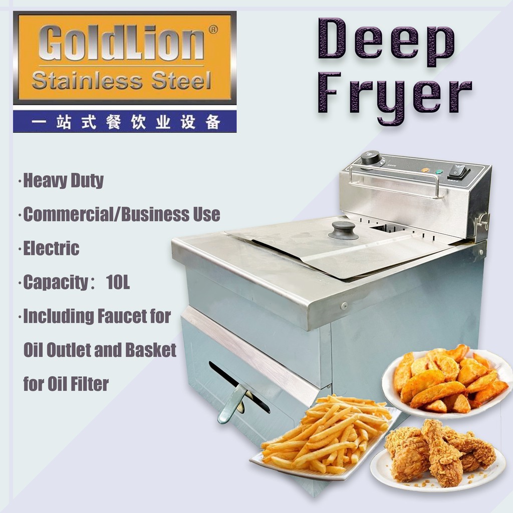 Stainless Steel Electric Deep Fryer with Oil Filter & Faucet Oil