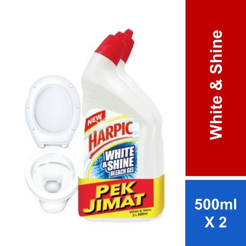 Harpic White & Shine Bleach Disinfectant Toilet Bowl Cleaner Gel 500ml