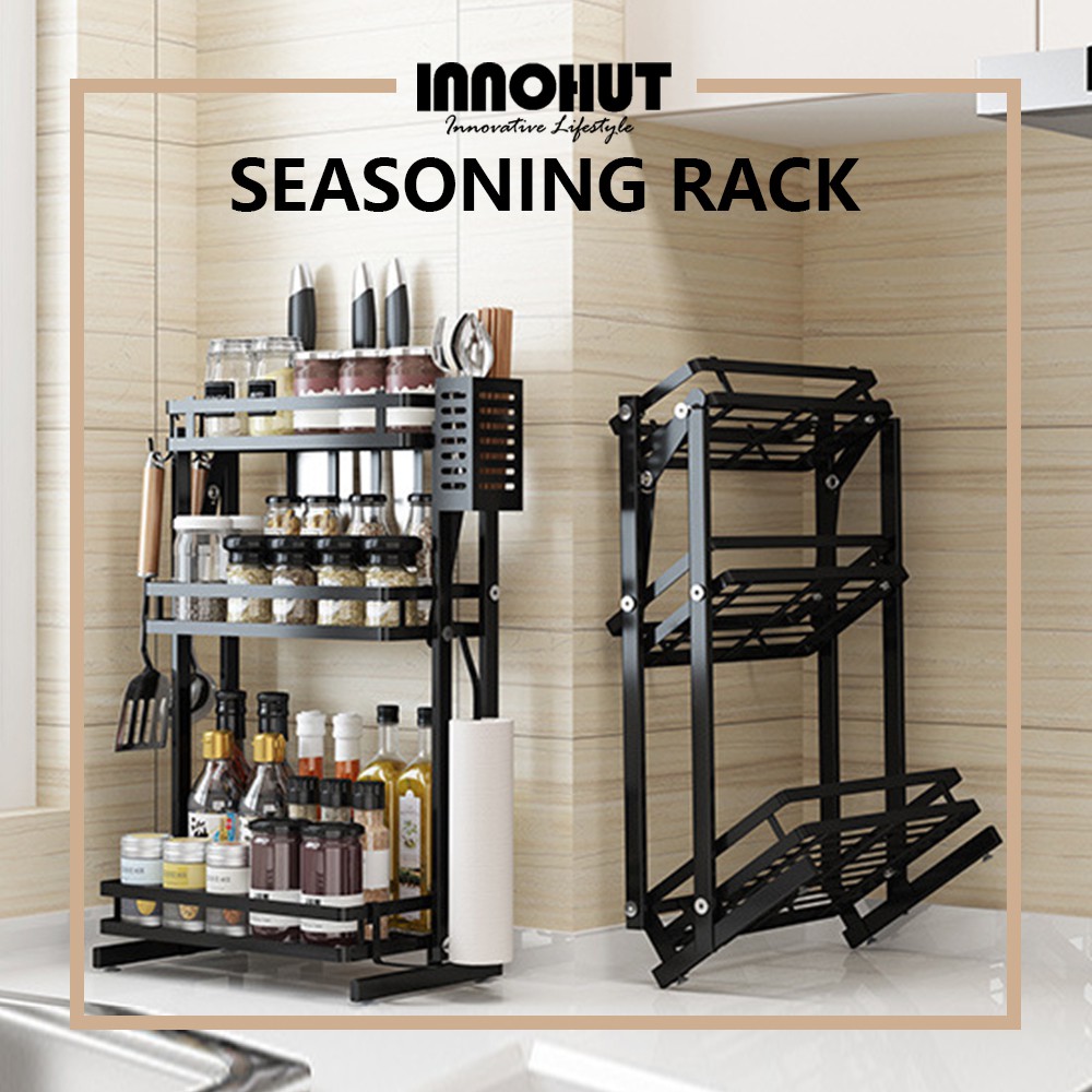Innohut Powder Coated Foldable Condiment Kitchen Spice Storage ...