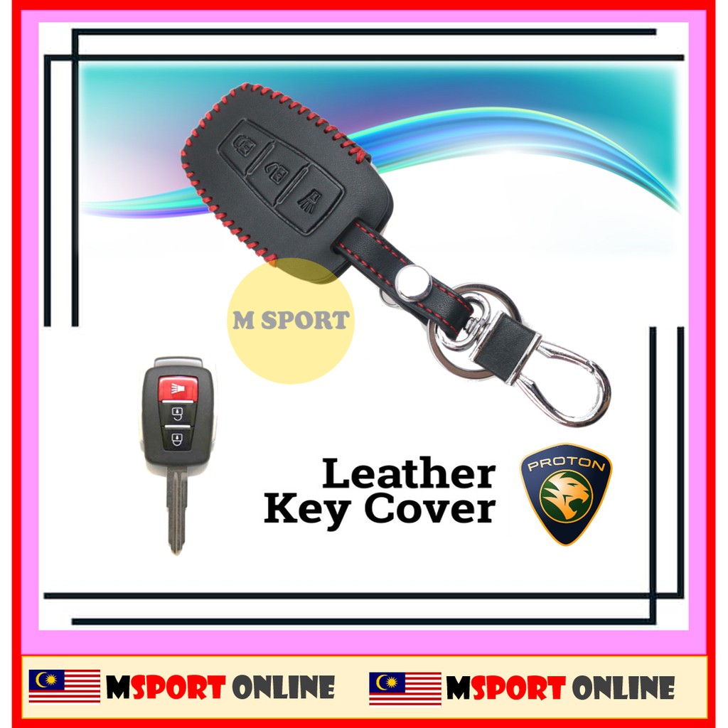 Proton Exora Key Start Remote Leather Car Key Cover Case (BlackRedLine) Shopee Malaysia