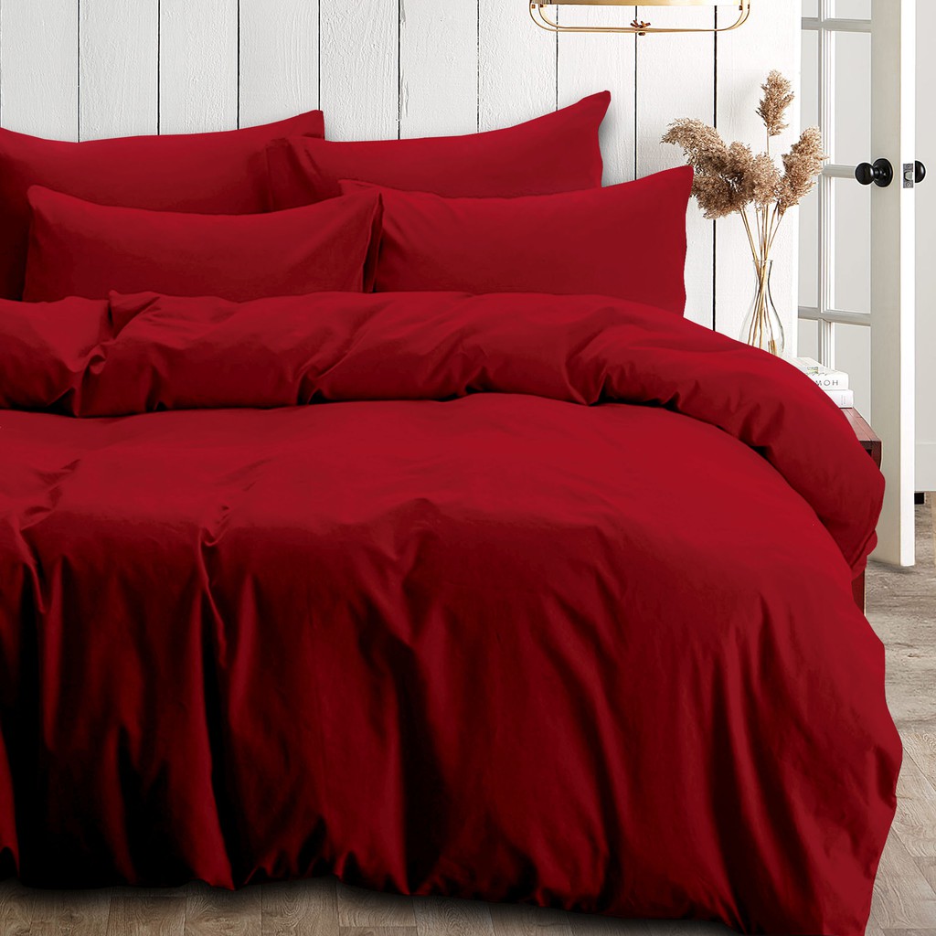 Essina MagicColour Red Comforter + Fitted Bed Sheet set Microfiber