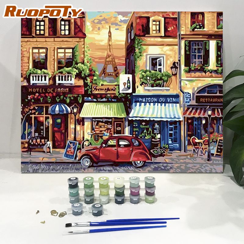 Ruopoty Paint By Number Acrylic Paint Landscape Oil Painting For Home