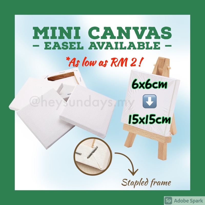 🎁🇲🇾 Mini Stretched Canvas | 280gsm primed | plain blank for drawing ...