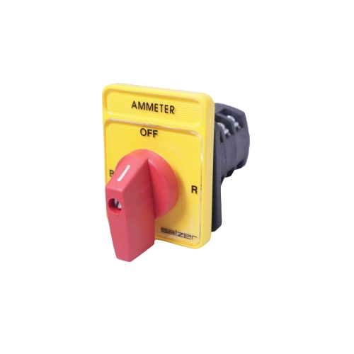 Salzer ( BOFFR ) 10A Ammeter Selector Switch Yellow Plate Red Knob