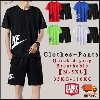 Running Set Men T-shirt Shorts Quick Dry Breathable Soccer Jerseys