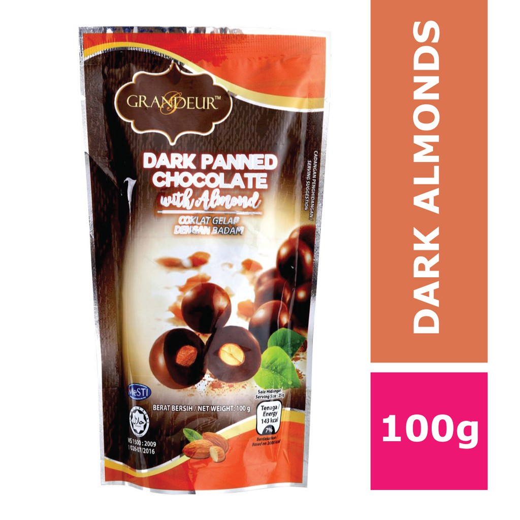 [READY STOCK] COKLAT GRANDEUR DARK PANNED CHOCOLATE WITH ALMOND 100g ...