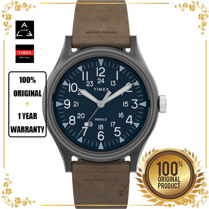 Mk1 steel 40mm shop leather strap watch