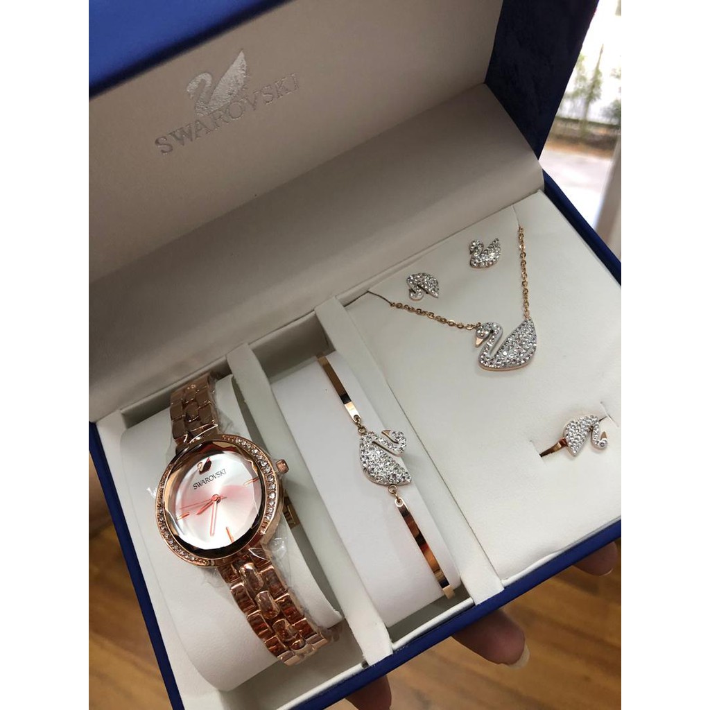 Swarovski watch best sale and bracelet set